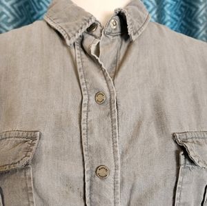 Etienne Marcel gray snap front shirt XS